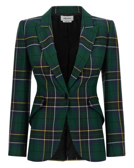 Alexander McQueen Green Pointed Shoulder Blazer