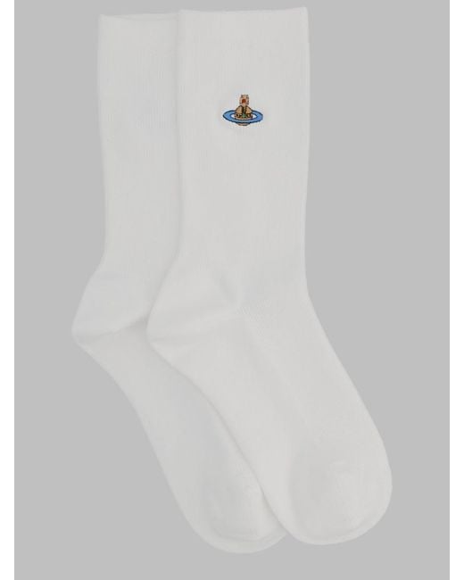 Vivienne Westwood White Socks Ribbed Crew