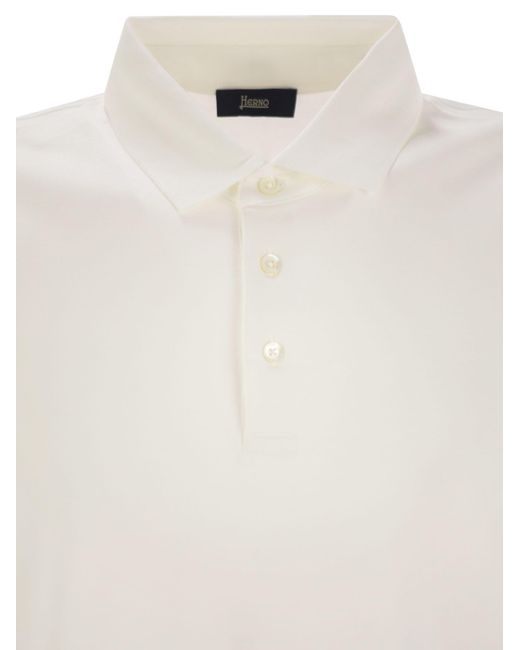 Herno White Cotton Jersey Polo Shirt for men