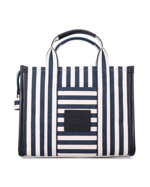 Marc Jacobs White The Stripe Canvas Medium Tote Bag