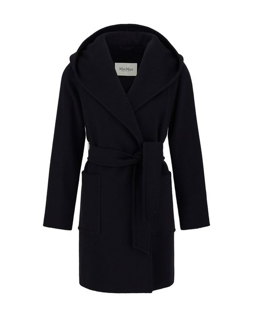 Max Mara Black Rialto Wool Robe Coat