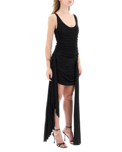 Mugler Black Drapierte ein Mini -Kleid mit Seitenzügen