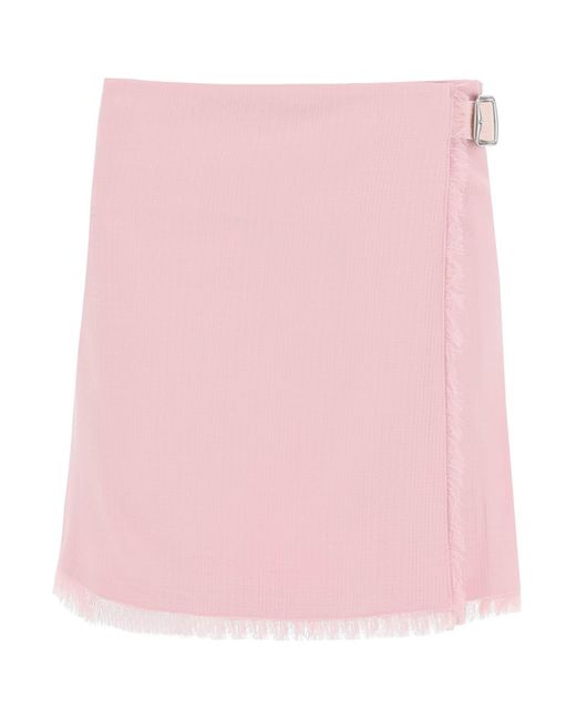 Burberry Gestructureerde Wol Mini Kilt Rok in het Pink