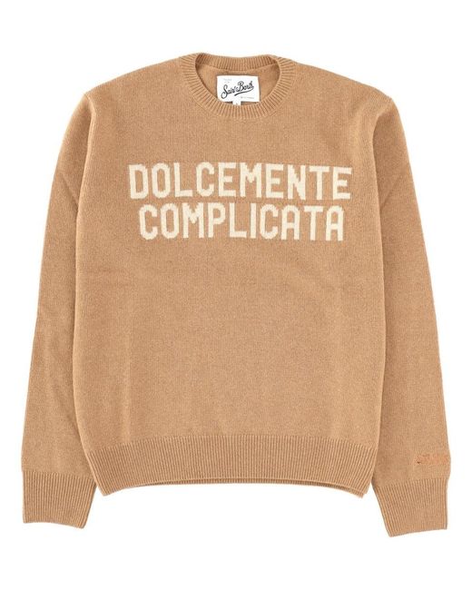 Mc2 Saint Barth Natural Graphic Crew Neck Sweater
