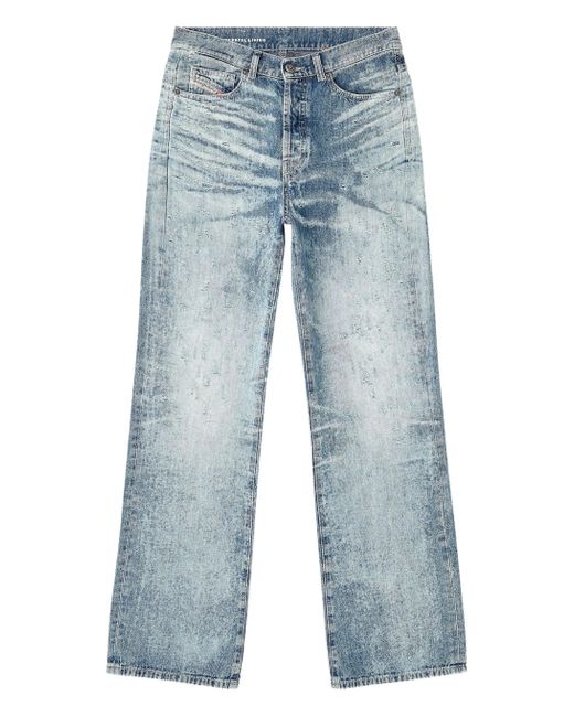 DIESEL 1971 D-Sent Gerafelde Jeans Met Acid-Wassing in het Blue
