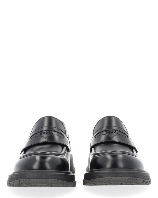 Gucci Gray Leather Loafer for men