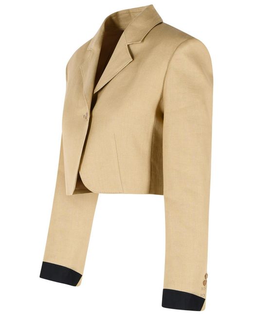 Max Mara Natural 'Buono' Diagonal Cropped Jacket