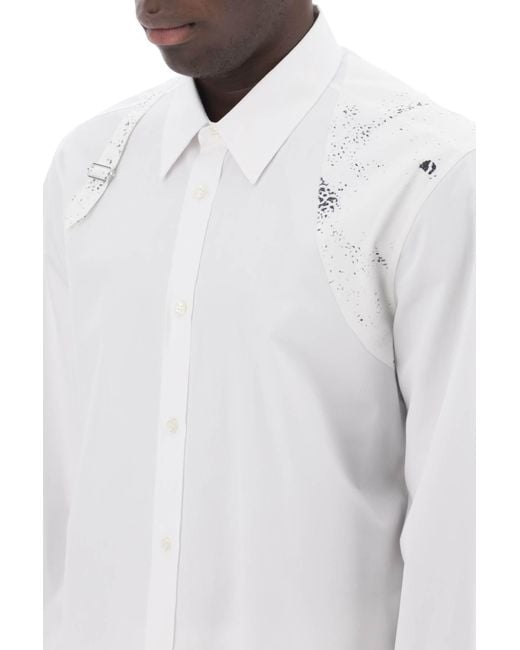 Camisa de arnés impreso de Alexander McQueen de hombre de color White