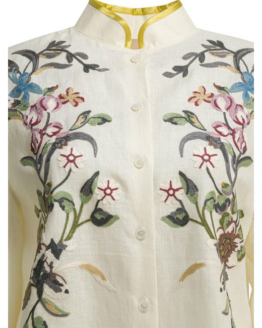 Valentino Multicolor Embroidered Casual Shirt Shirts White