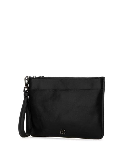 Dolce & Gabbana Black Leather Clutch for men