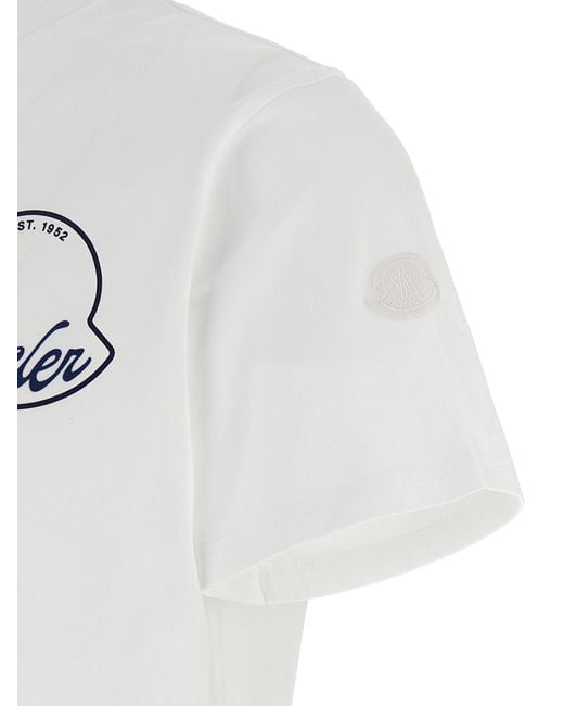 Moncler Logo Print T -shirt in het White voor heren