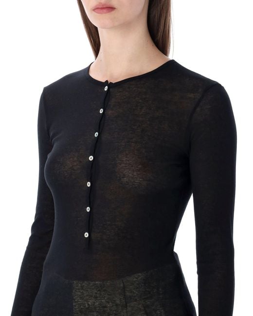 Soeur Blue Isabella Long-Sleeve Sheer Cotton Top