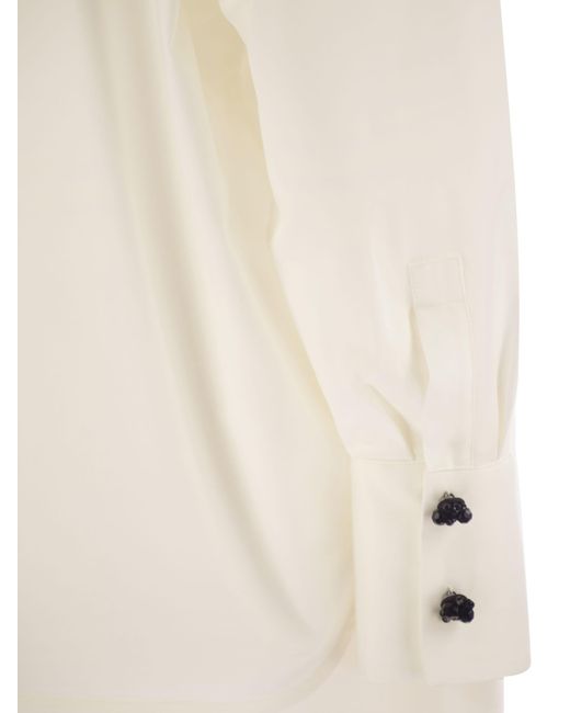 Max Mara Studio Roll Roll y Camisa de Poplin de algodón y seda Max Mara de color White