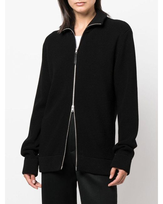Maison Margiela Black Ribbed Knit Cardigan With Zip