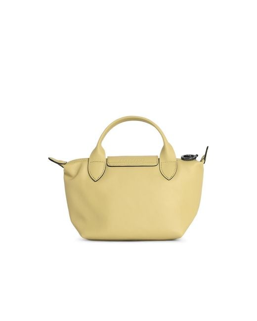 Longchamp Metallic Pistachio Lear Bag With 'Xs Le Pliage Xtra' Handle