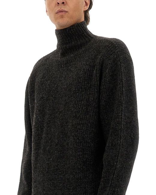 Lemaire Black Ribbed Turtleneck Sweater for men