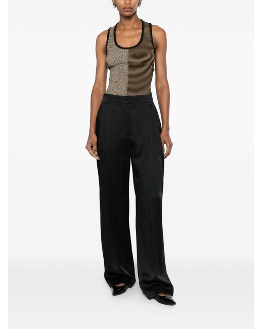 Stella McCartney Black Pleated Satin Trousers