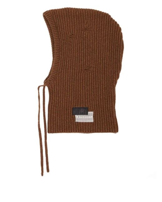 MM6 by Maison Margiela Brown Ribbed Balaclava