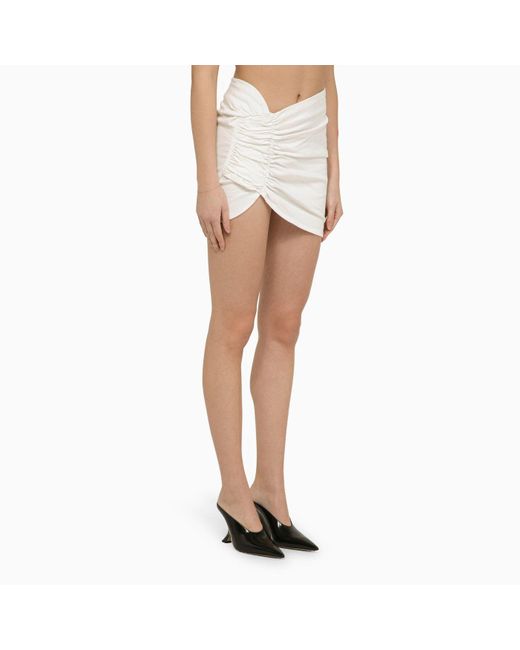 The Mannei White Cotton Wishaw Mini Skirt With Ruffle