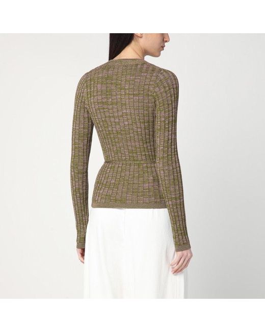 Dries Van Noten Green Asymmetrical Cardigan Bicolour