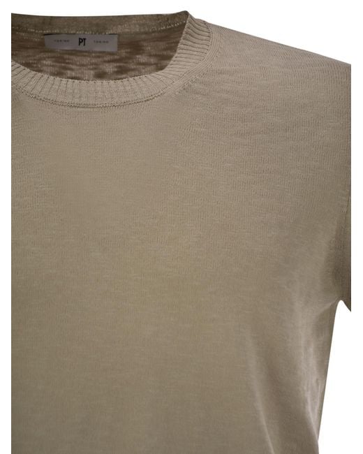 PT Torino Gray Crew Neck Short Sleeved Cotton Jersey for men