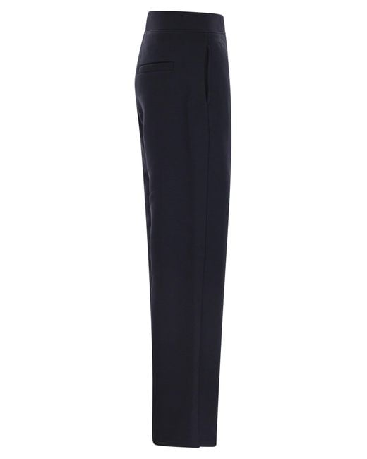 Max Mara Blue Pompeo Cotton Trousers With Logo