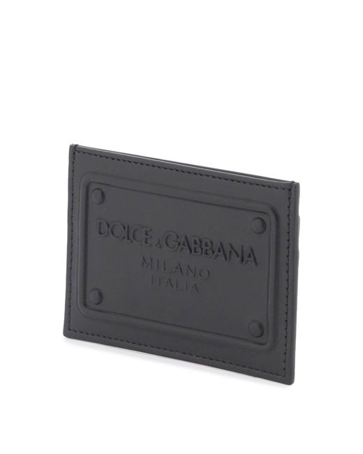 Dolce & Gabbana Geprägtes Logo -lederkarteninhaber in het Gray voor heren