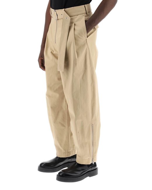 Pantaloni di cotone con cintura rimovibile di Jil Sander in Natural da Uomo