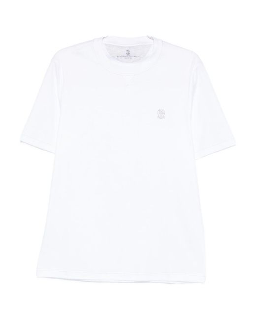 Brunello Cucinelli T-Shirt mit Logo-Stickerei in White für Herren
