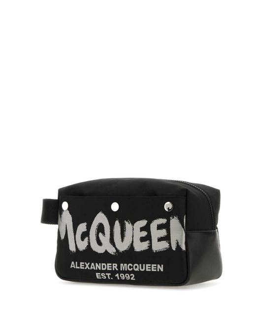 McQueen Black Fabric Mc Queen Graffiti Beauty Case
