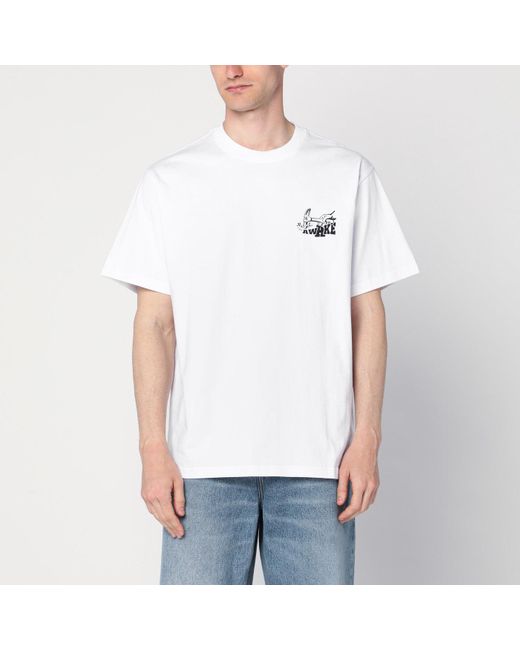 AWAKE NY White T Shirt With Hammer Print for men
