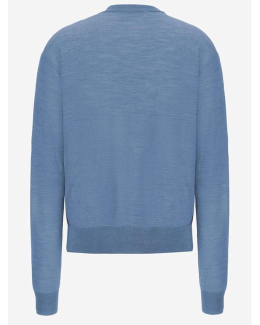 Jil Sander Blue Wool And Cashmere Blend Sweater
