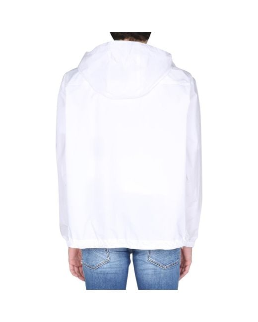 DSquared² White Logo Hooded Windbreaker for men