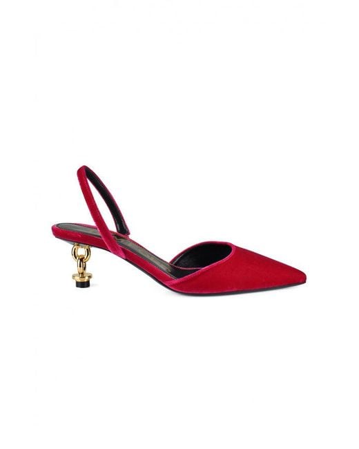 Tom Ford Red Velvet Chain Heel Slingback