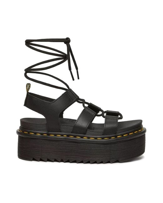 Dr. Martens Black Dr. Martens Sandalo Con Platform Intracciato Nirtilla