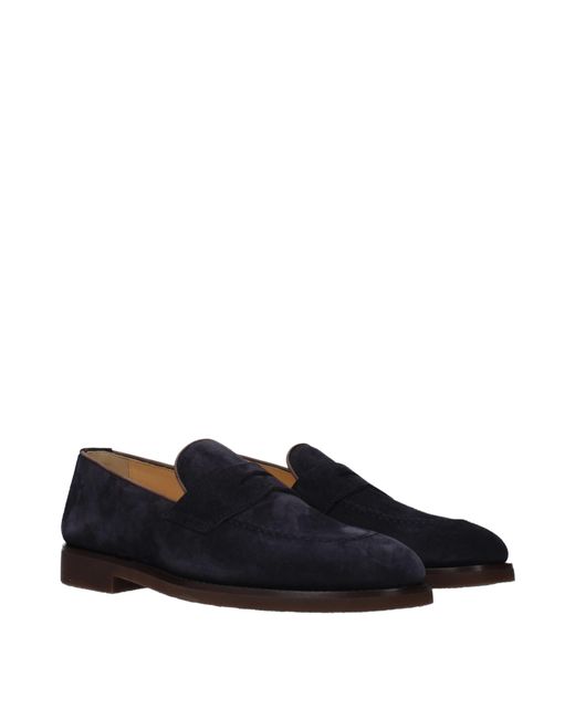 Brunello Cucinelli Blue Suede Loafers
