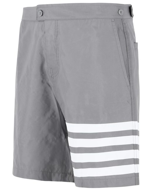 Thom Browne Gray 'Swim Tech 4 Bar' Nylon Swimsuit for men