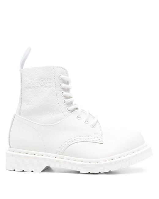Mm6 Maison Margiela X Dr.martens White Leather Boots