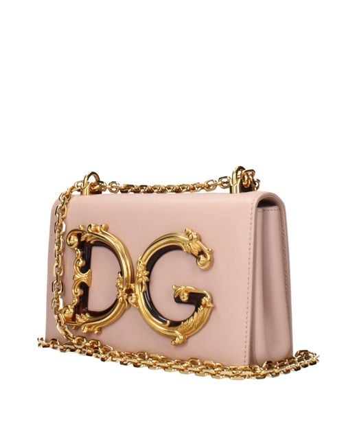 Dolce & Gabbana Pink Dolce&Gabbana Shoulder Bags/Powder Leather