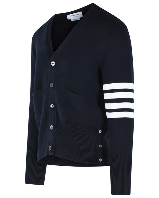Thom Browne Blue 'Milano 4 Bar' Virgin Wool Cardigan
