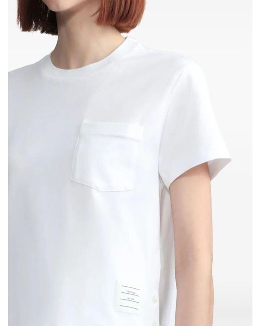 Thom Browne White Short Sleeve Boxy Fit Pocket Tee