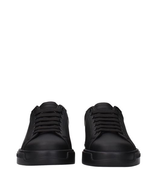 Dolce & Gabbana Black Portofino Uomo Sneakers Leather