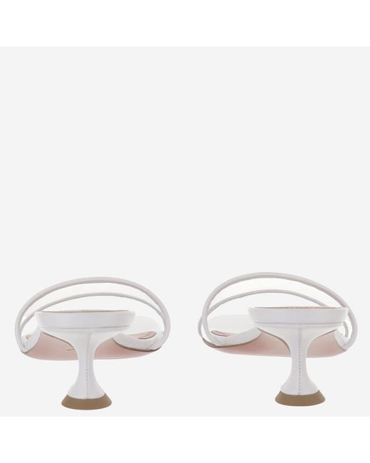 AMINA MUADDI White Sculpted Heel Sandals With Transparent Pvc Strap