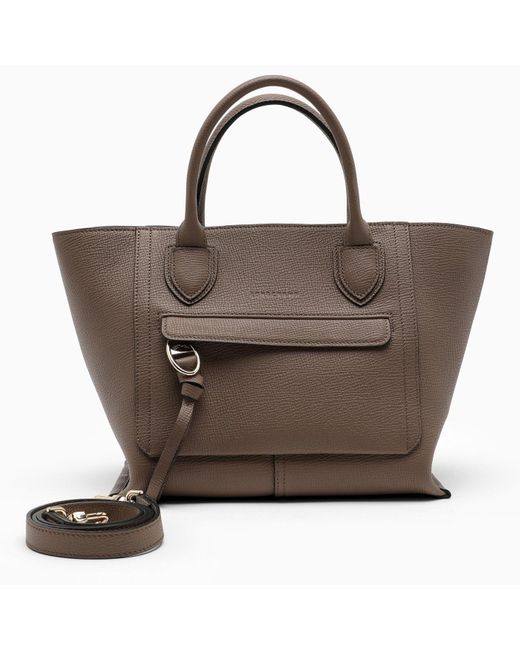 Longchamp Taupe Leather Mailbox Handbag in Brown | Lyst