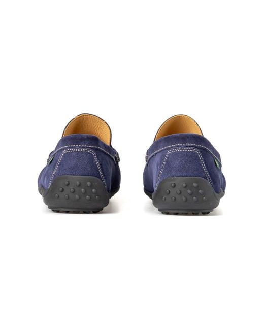 Paraboot Blue Moccasin-Style Sneakers With Pebbled Rubber Sole for men