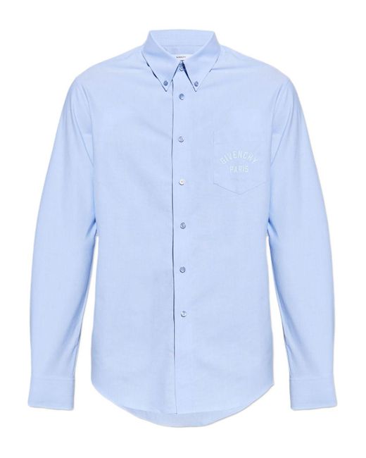 Givenchy Overhemd Met Geborduurd Logo in het Blue voor heren