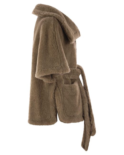 Max Mara Amato Teddy Fabric -kap Met Riem in het Brown