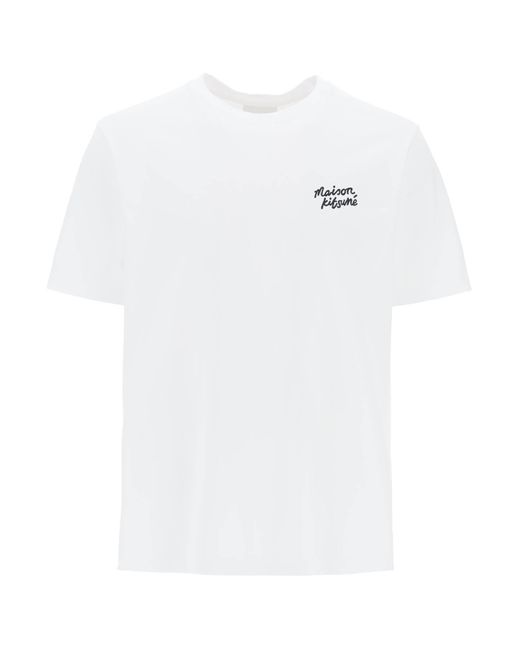 Maison Kitsuné T -Shirt mit Logo -Schriftzug in White für Herren