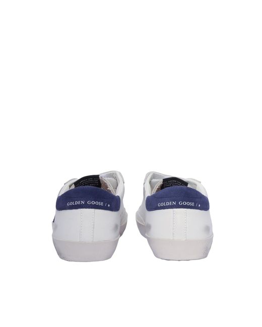 Golden Goose Deluxe Brand Blue Sneakers Old School Leather Upper Suede Star And Heel/ Depths
