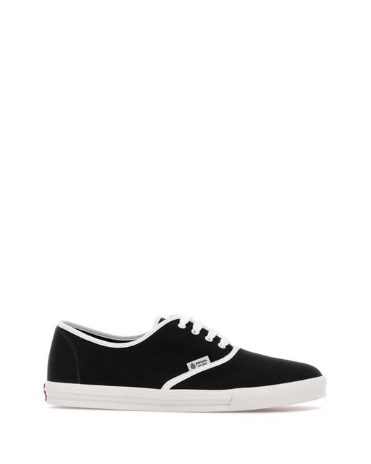 Prada Black Solid Cotton Drill Sneakers for men